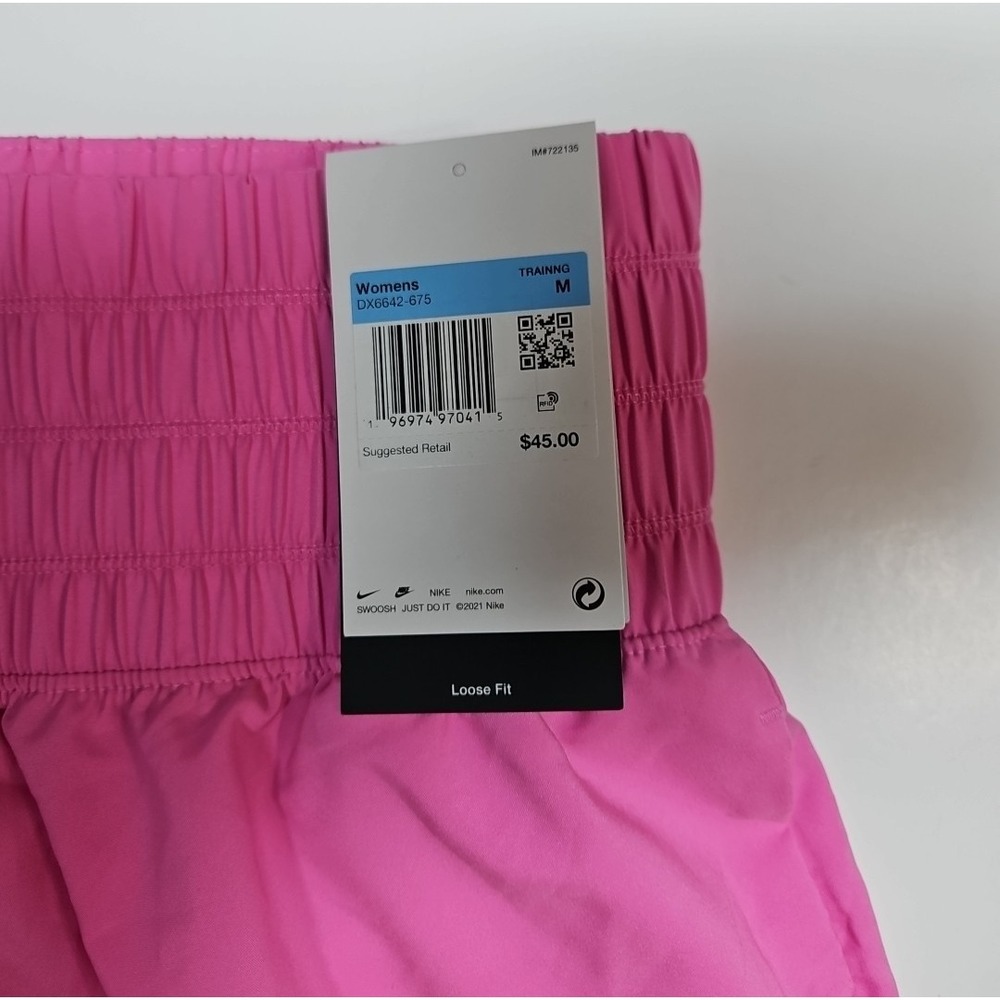 Nike Dri-FIT Womens Pink High Rise Lined Training Shorts Pockets Size Medium NWT - Picture 4 of 9